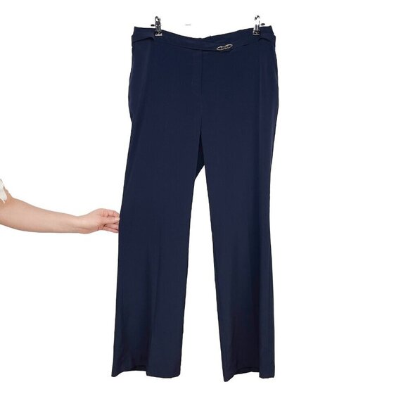 Ni Empereur Ni Rien Pants - OU EMPEREUR OU RIEN Flowy Designer Curvy Hips Navy Blue Flared Trouser 11 / L‎